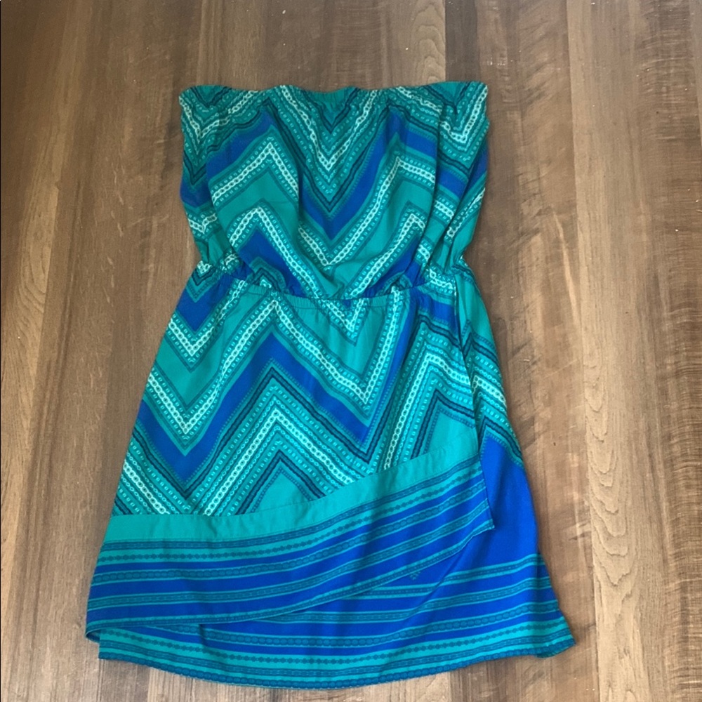 Blue and Green Chevron Women's Express Dress Size Small Bright Pink